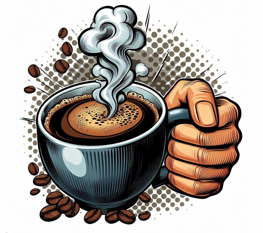 Comic-artiges Kaffeetassen-Motiv
