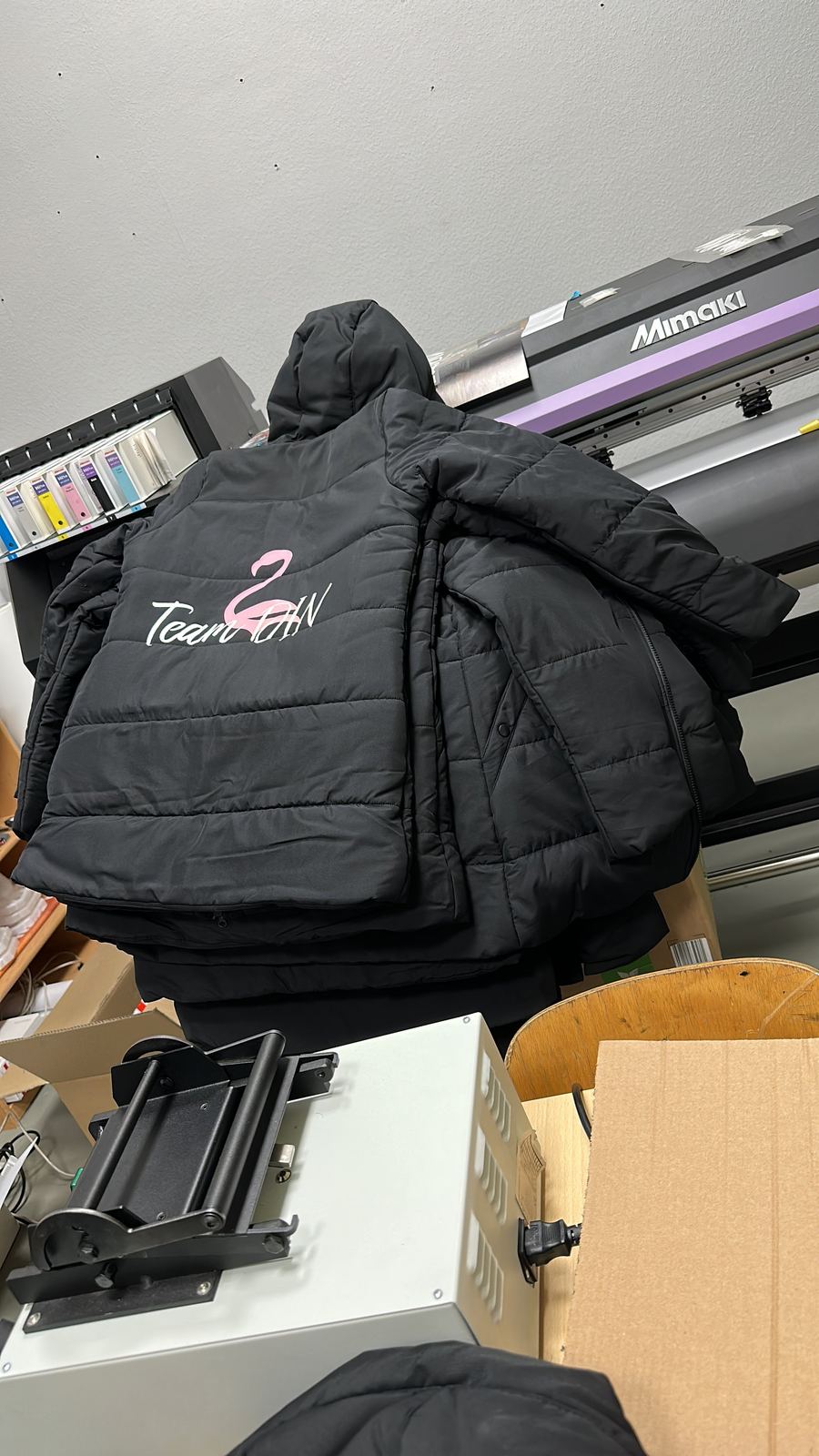Bedruckte Winterjacke mit Vereinslogo